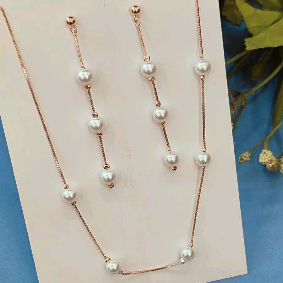 Rose Gold Natural pearl Necklace 